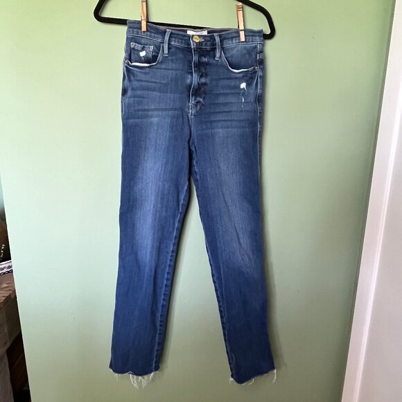 $168 FRAME Le Sylvie Slender Straight Ankle Jeans Cropped Size 27 - Picture 1 of 9